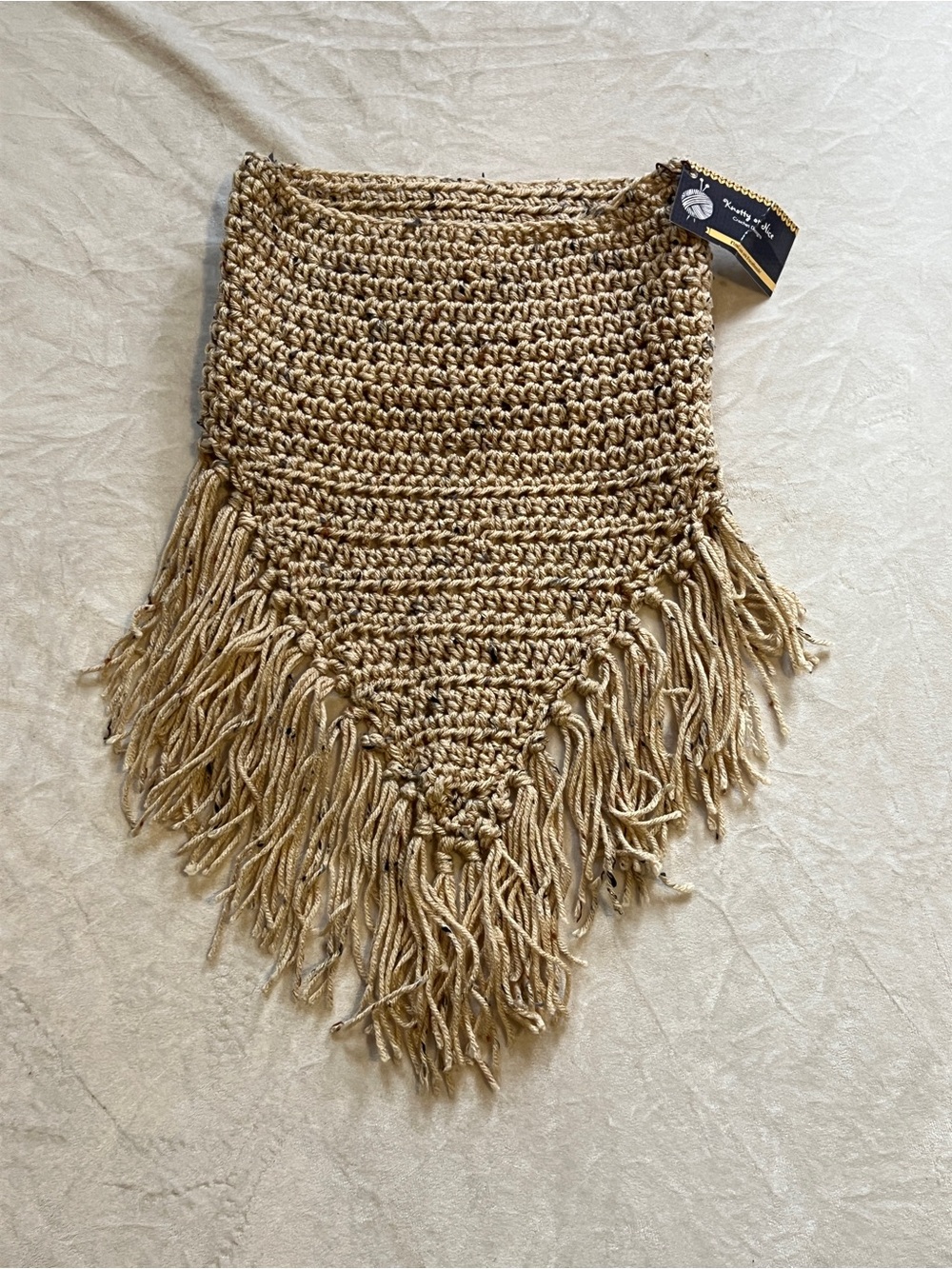 Handmade Crochet Fringe Shoulder Scarf